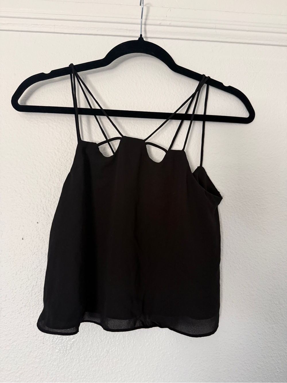 Topshop Strappy Cut Out Cami Black Cami Top Size 4 Like New